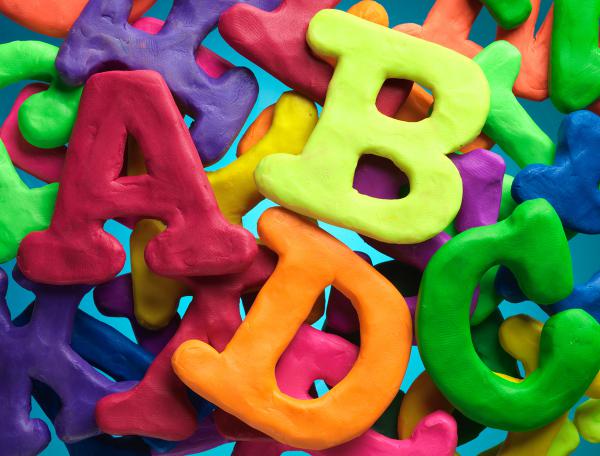 A B C D colourful letters
