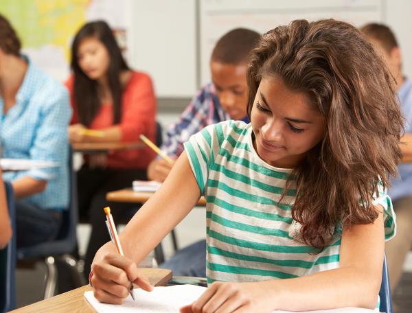 Student doing test