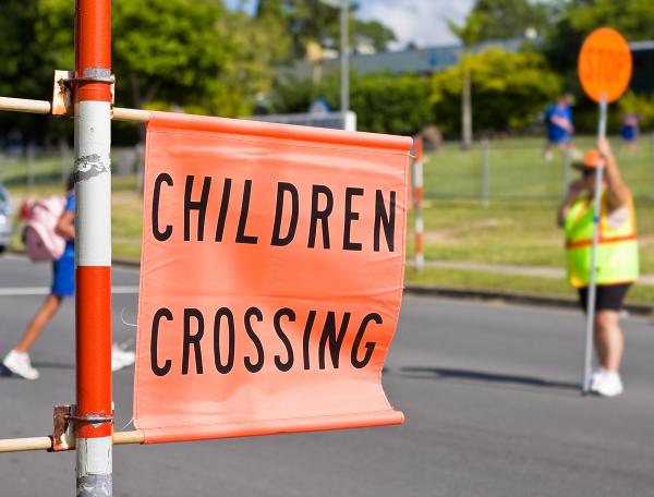 Children crossing road